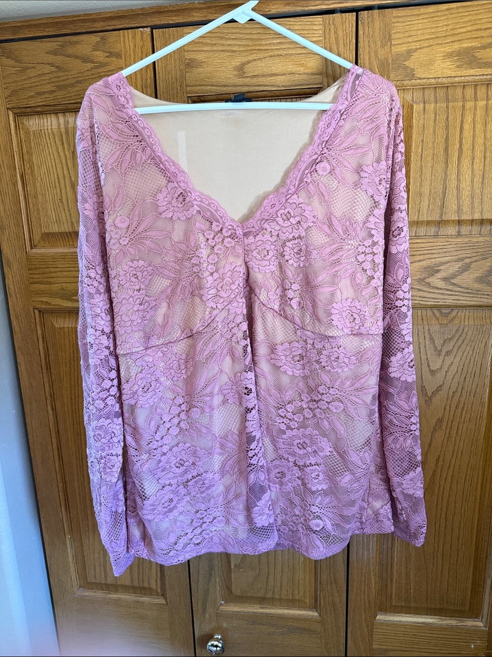 torrid Dusty Rose Floral Stretch Lace V-Neck Blouse